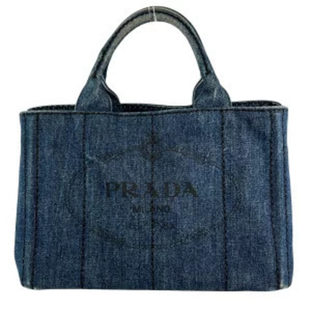 Prada Canapa 2Way Canvas Shoulder Bag Denim Blue